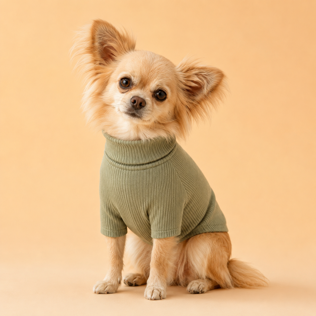 RUVMILORA™ Studio Mock Neck Dog Top – Minimal Pet Turtleneck, Stretch Puppy Shirt & Lightweight Layering Dog Apparel